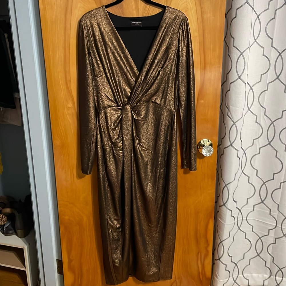 Metallic gold long sleeve dress. Lane Bryant. Worn once. Size 14